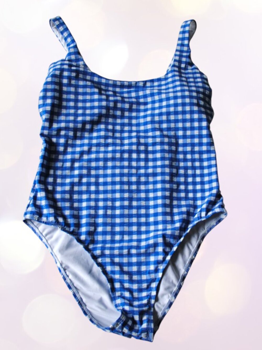 Gianni Bini XL One Piece Swimsuit Gingham Blue White